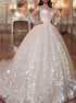 Attractive Scoop Ball Gown Organza Prom Dress with Appliques LBQ1460